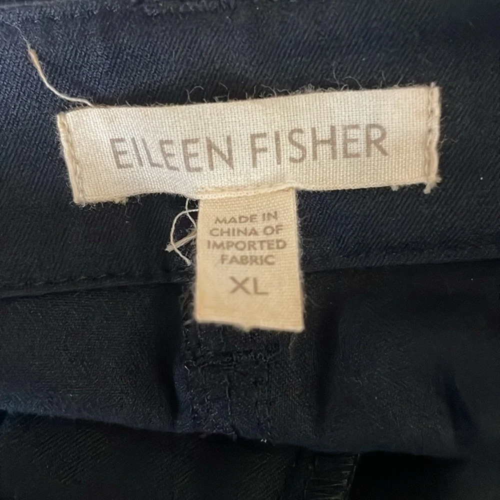 Eileen Fisher Organic Cotton Blend Stretch Black Crop Pants XL - Picture 6 of 7